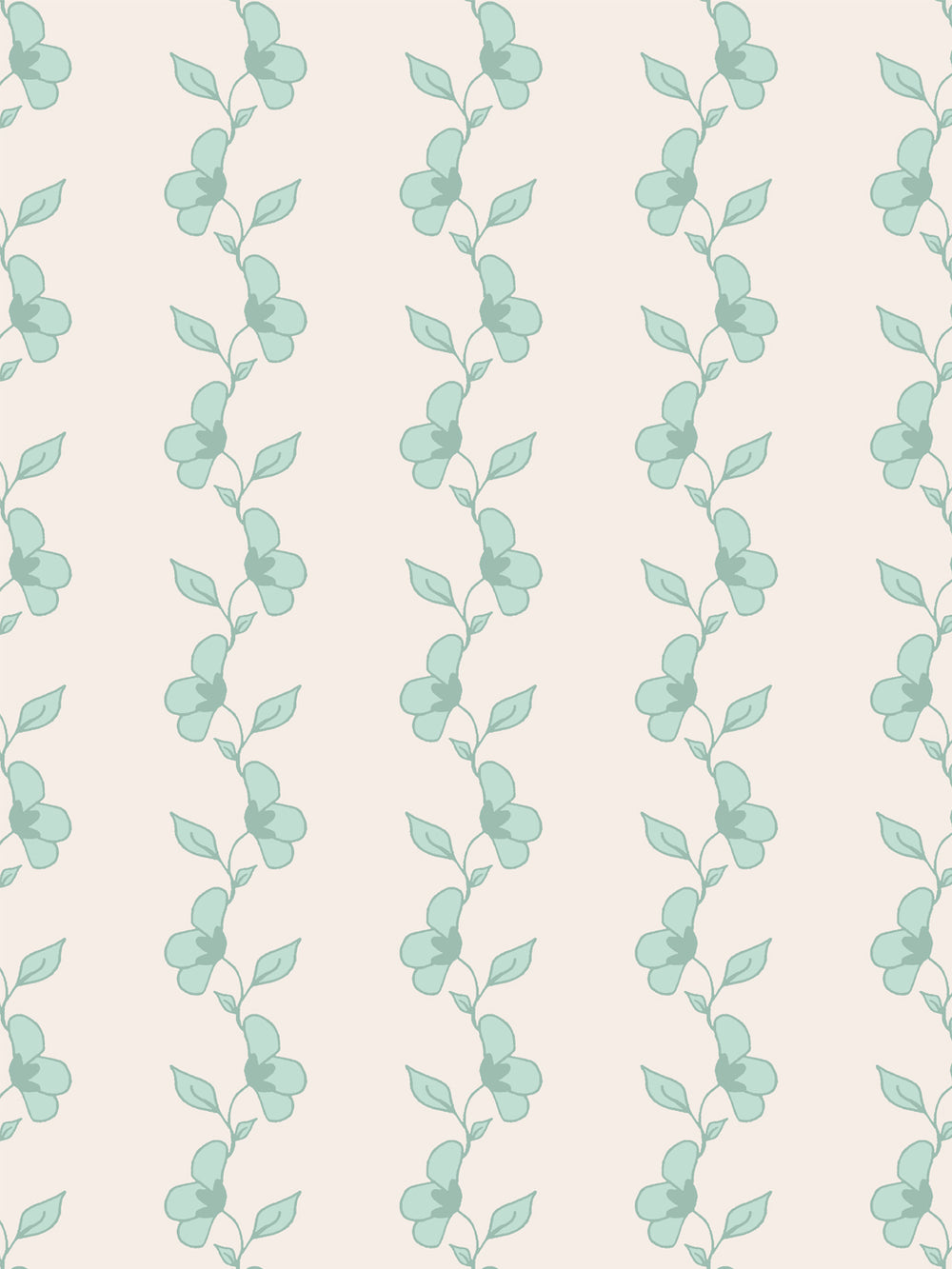 'Paper White Vine' Wallpaper by Wallshoppe - Seafoam Cream - Detail