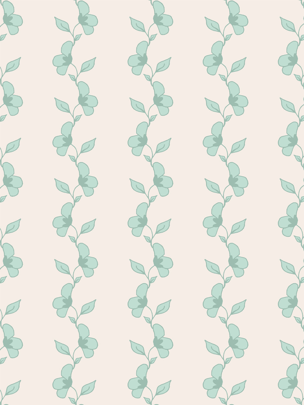 'Paper White Vine' Wallpaper by Wallshoppe - Seafoam Cream - Detail