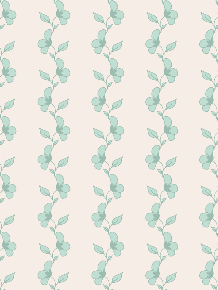 'Paper White Vine' Wallpaper by Wallshoppe - Seafoam Cream - Detail