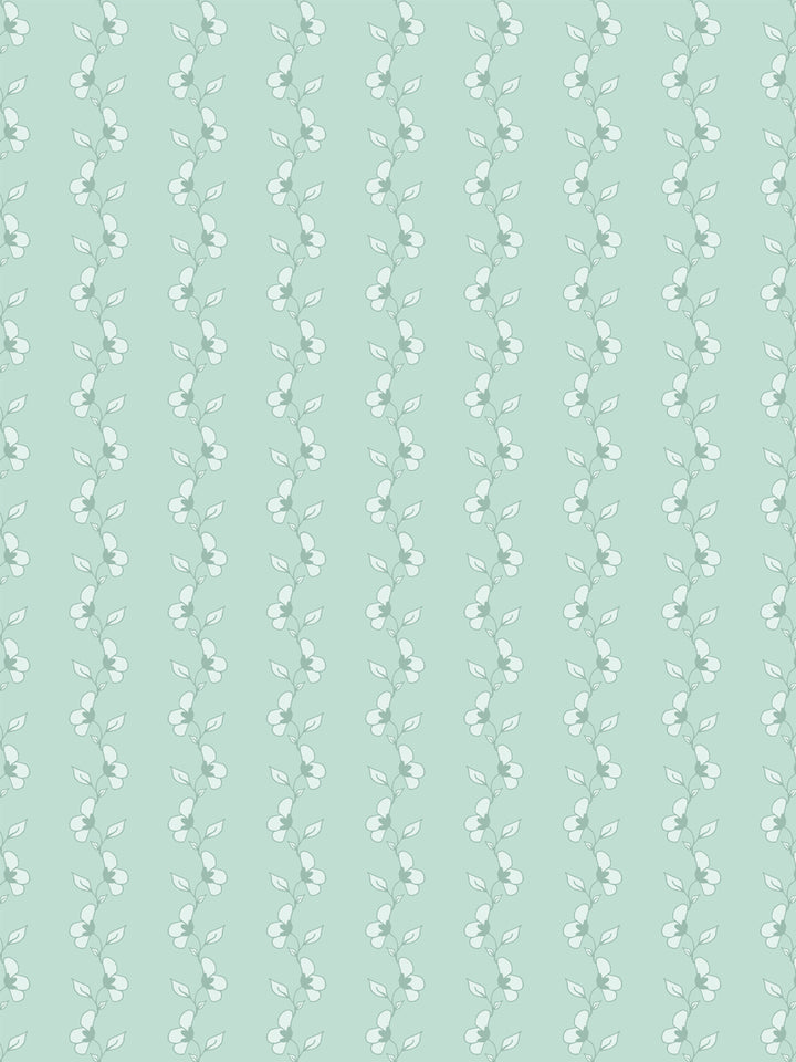 'Paper White Vine' Wallpaper by Wallshoppe - Seafoam - Design