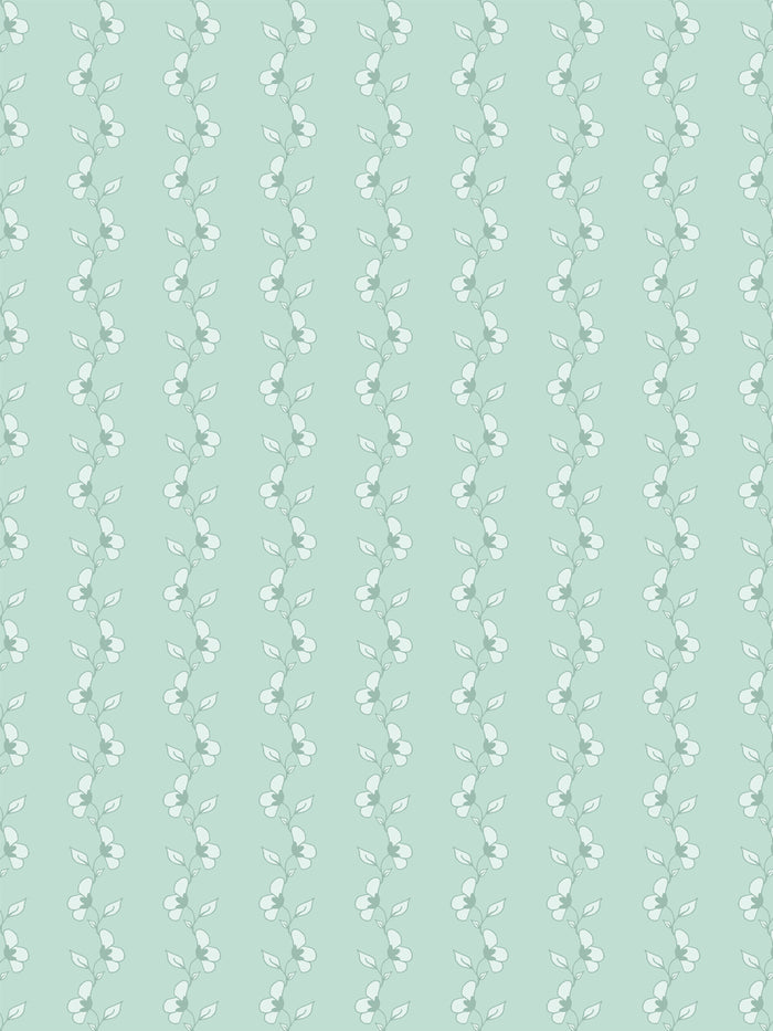 'Paper White Vine' Wallpaper by Wallshoppe - Seafoam