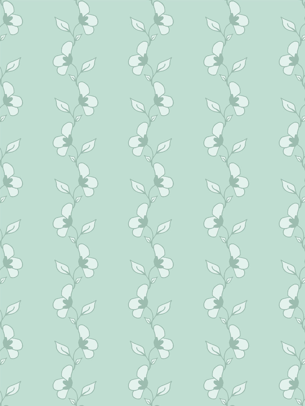 'Paper White Vine' Wallpaper by Wallshoppe - Seafoam - Detail