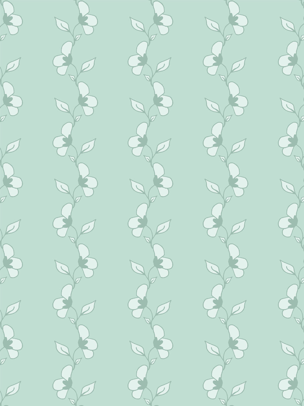 'Paper White Vine' Wallpaper by Wallshoppe - Seafoam - Detail