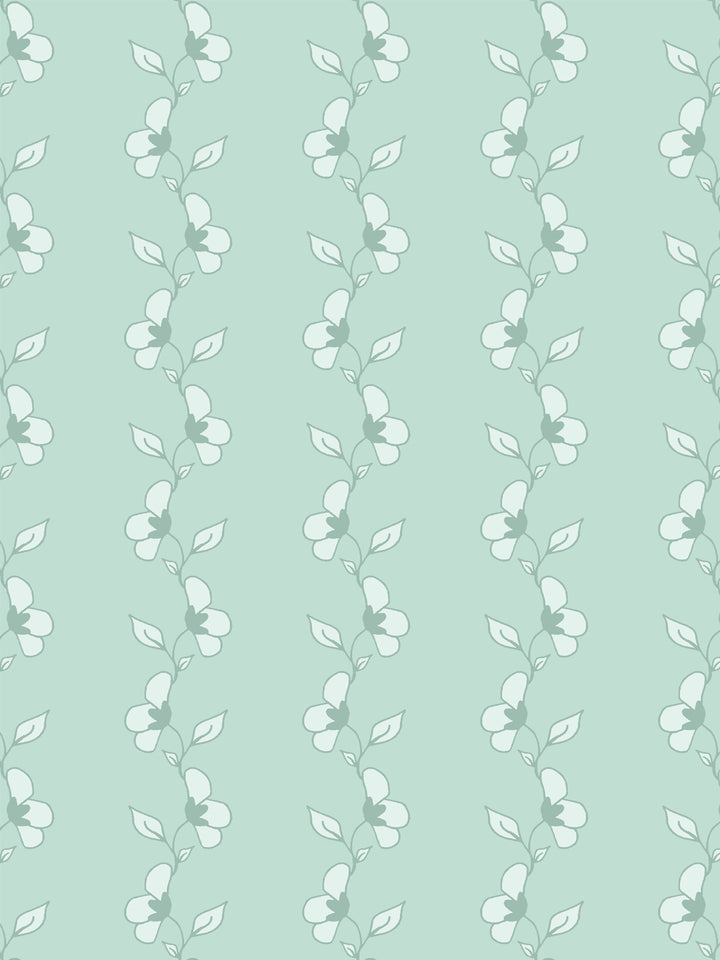 'Paper White Vine' Wallpaper by Wallshoppe - Seafoam - Detail