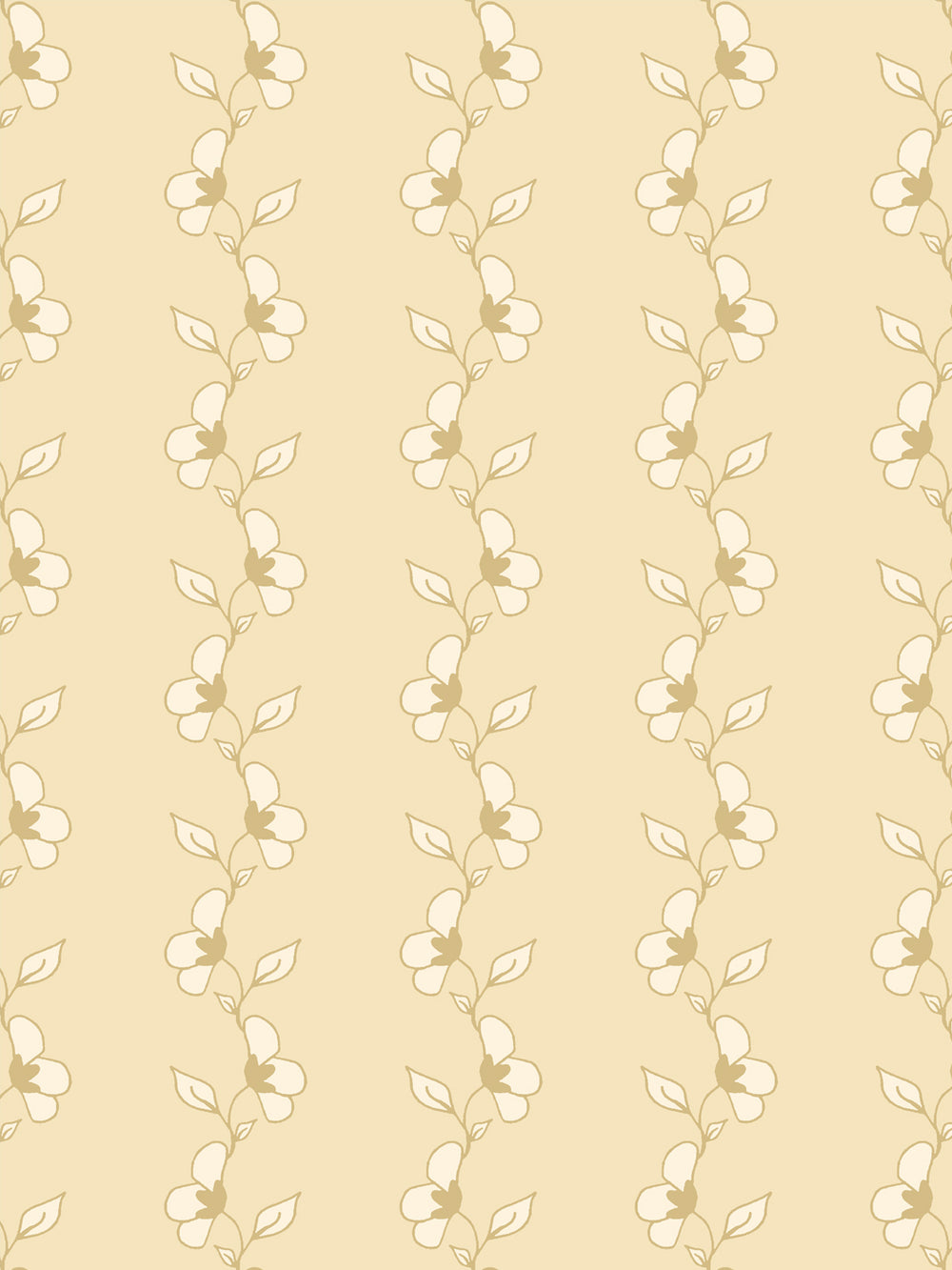 'Paper White Vine' Wallpaper by Wallshoppe - Warm Butter - Detail