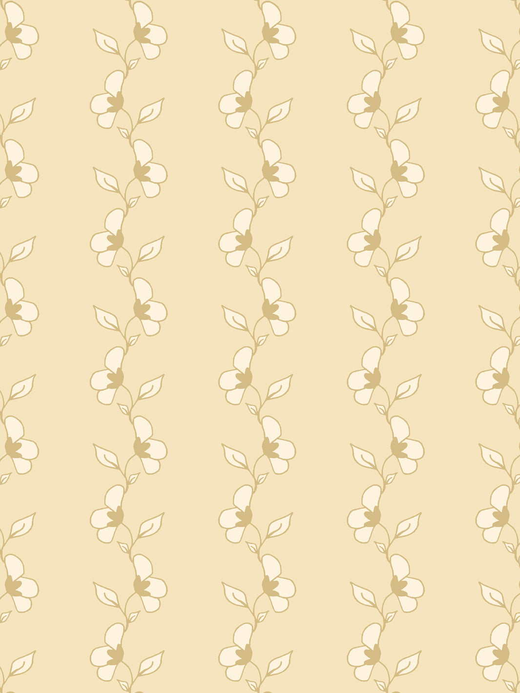 'Paper White Vine' Wallpaper by Wallshoppe - Warm Butter - Detail