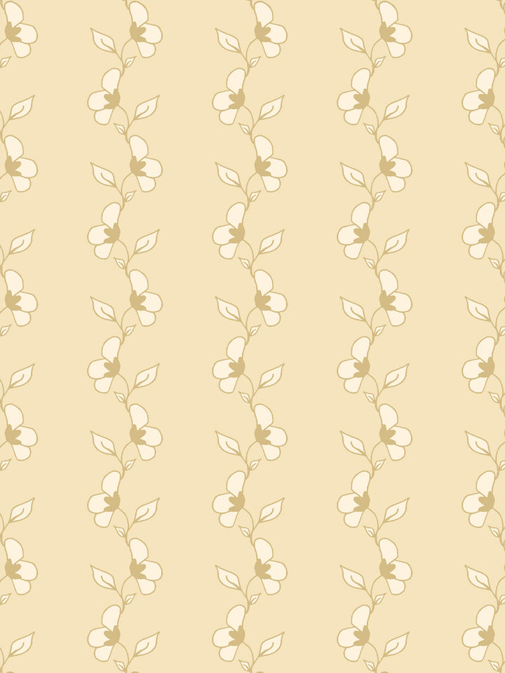 'Paper White Vine' Wallpaper by Wallshoppe - Warm Butter - Detail