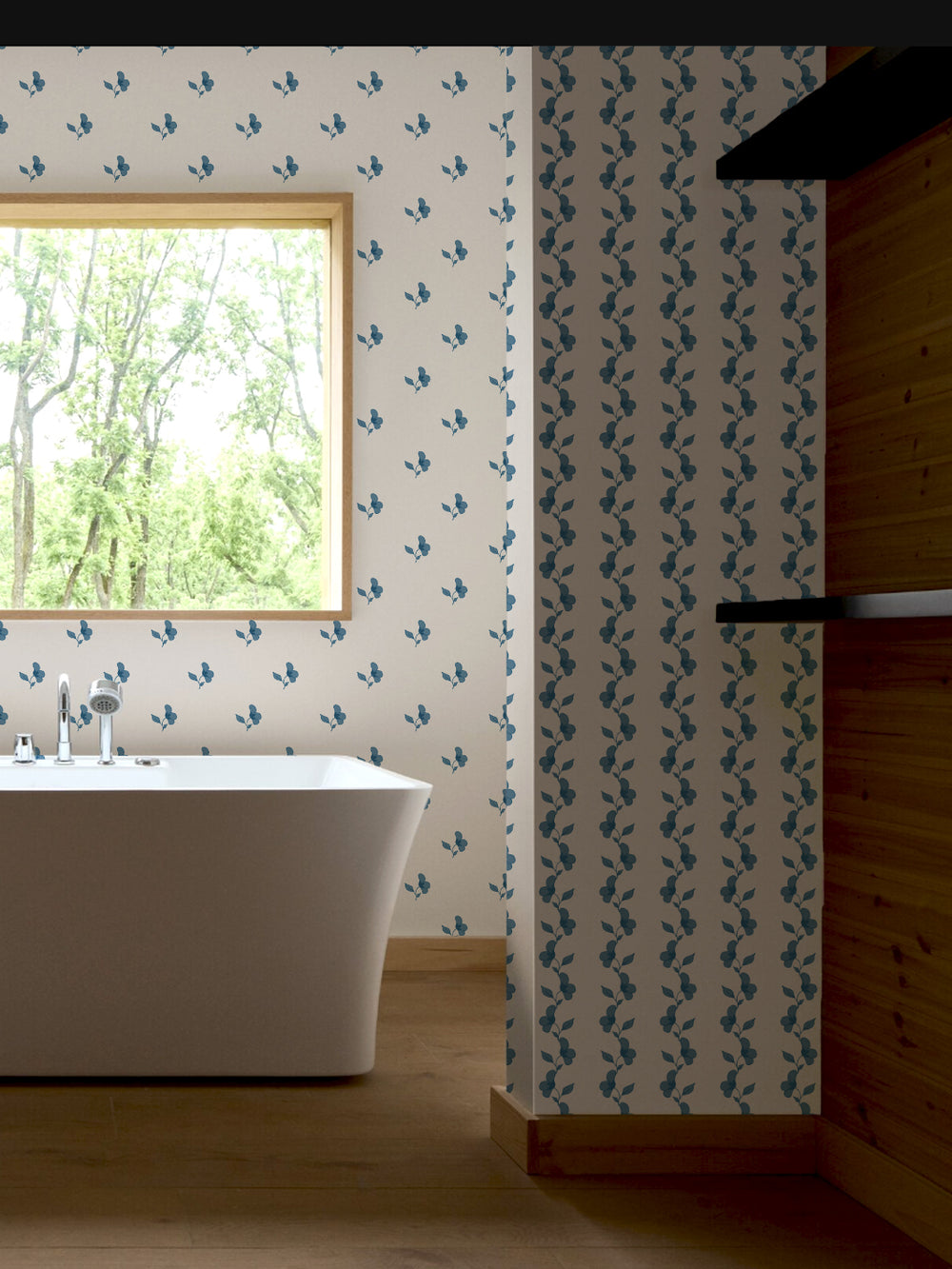 'Paper White' Wallpaper by Wallshoppe - Chambray - Room Shot