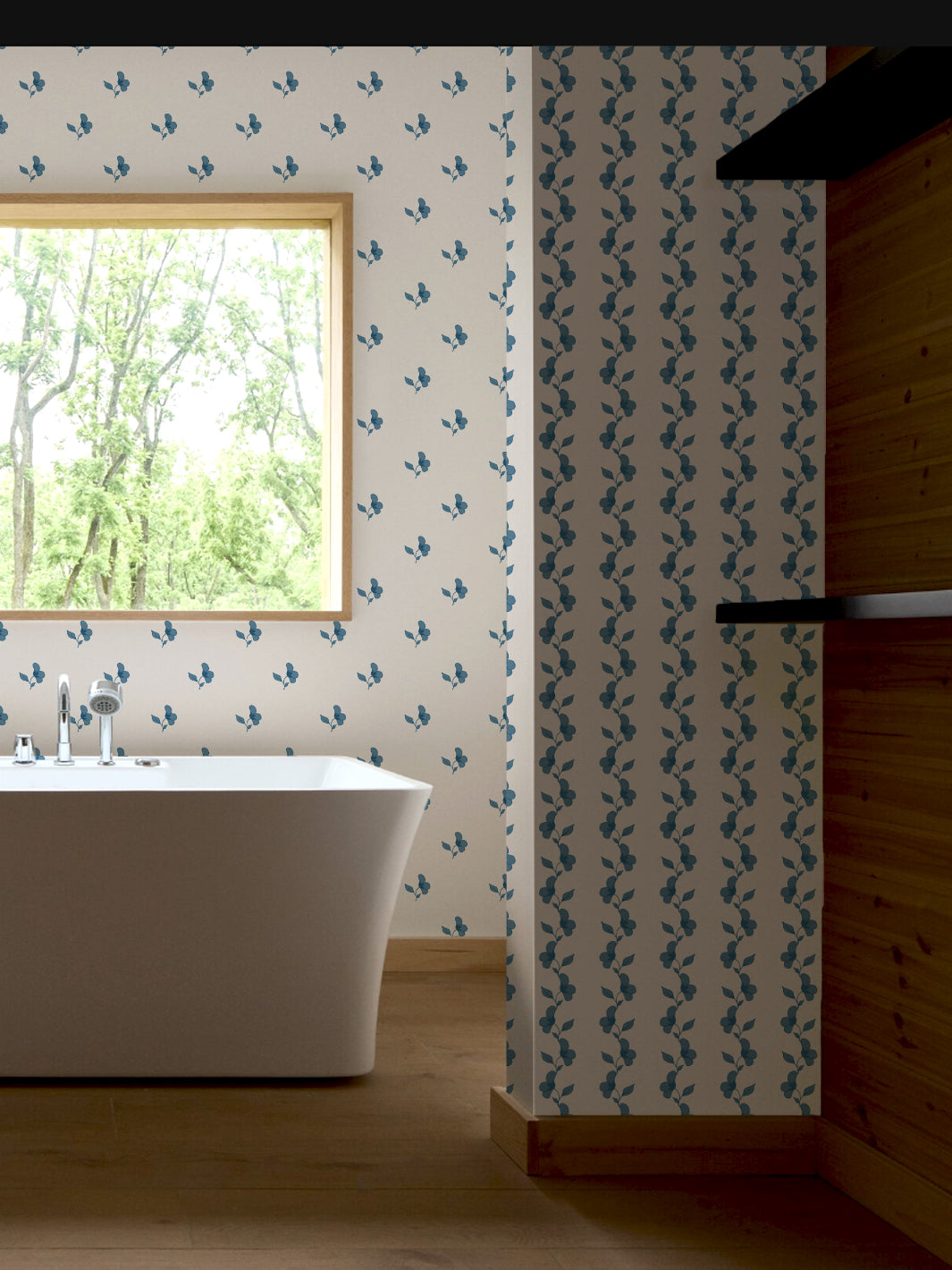 'Paper White' Wallpaper by Wallshoppe - Chambray - Room Shot