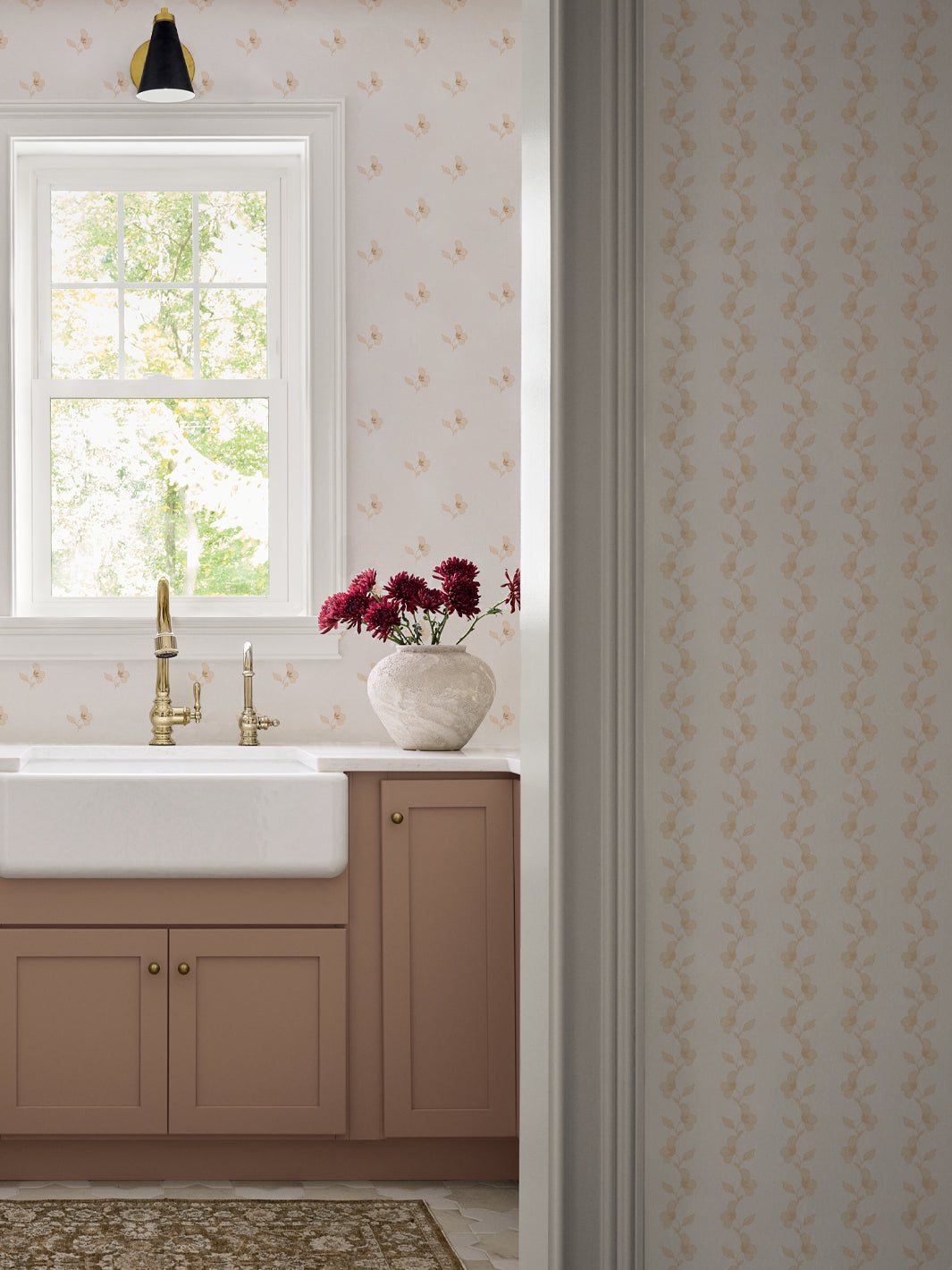 'Paper White' Wallpaper by Wallshoppe - Pale Peach - Room Shot