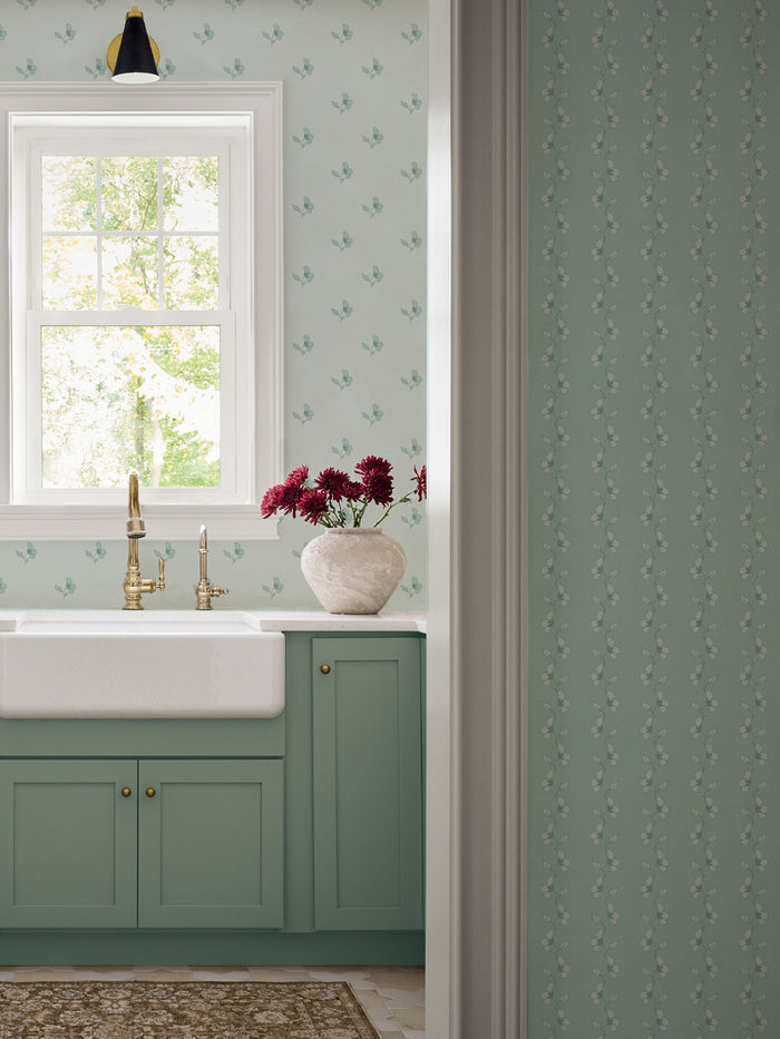 'Paper White' Wallpaper by Wallshoppe - Seafoam