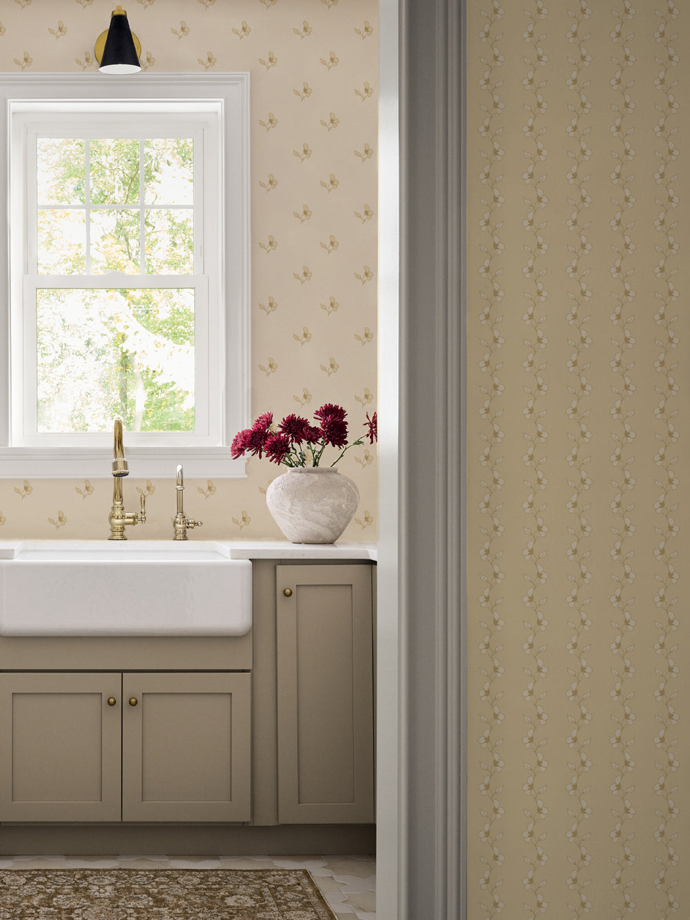 'Paper White' Wallpaper by Wallshoppe - Warm Butter - Room Shot