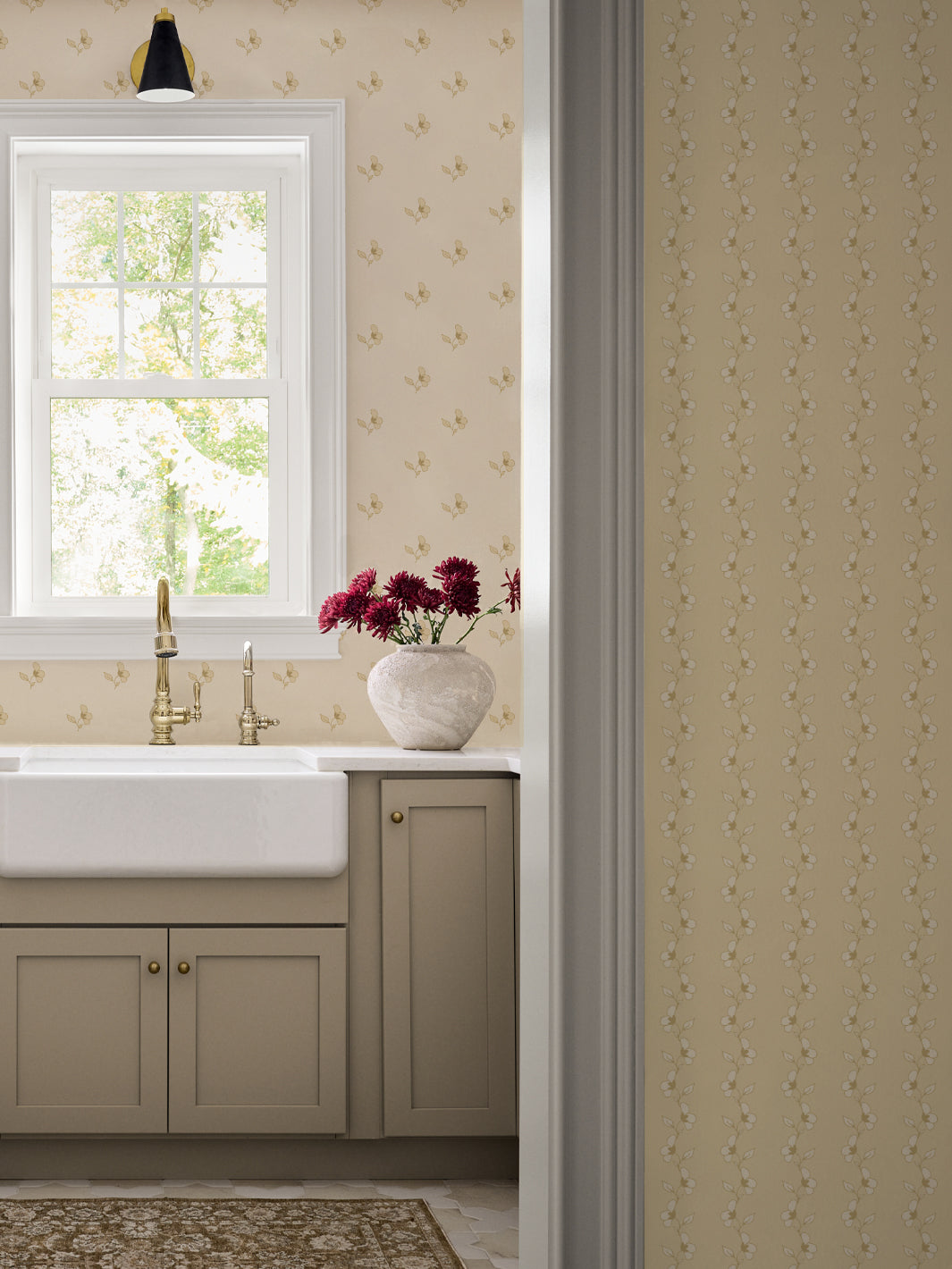 'Paper White' Wallpaper by Wallshoppe - Warm Butter - Room Shot