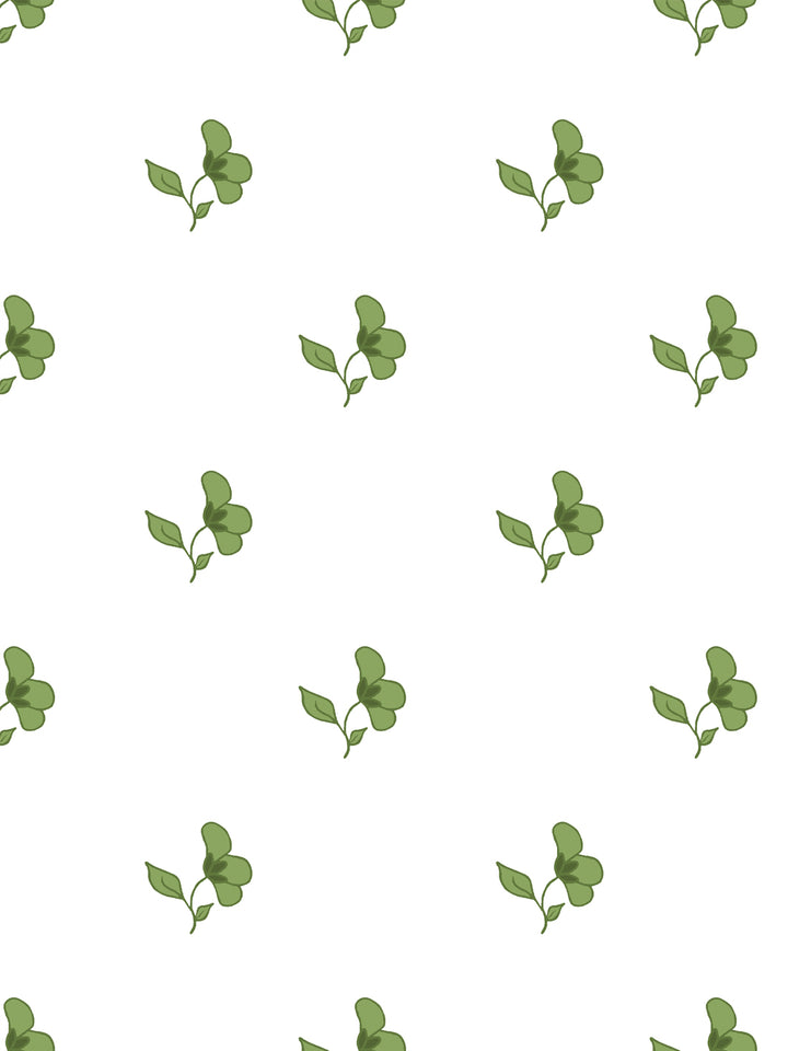'Paper White' Wallpaper by Wallshoppe - Fern Green