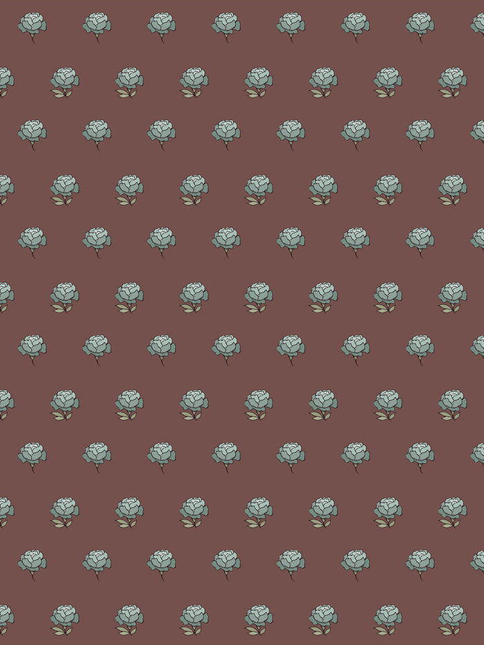 'Peony Party' Wallpaper by Wallshoppe - Faded Bordeaux