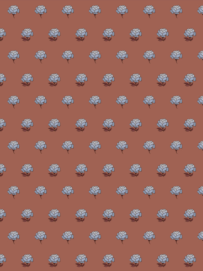 'Peony Party' Wallpaper by Wallshoppe - Periwinkle Painted Clay