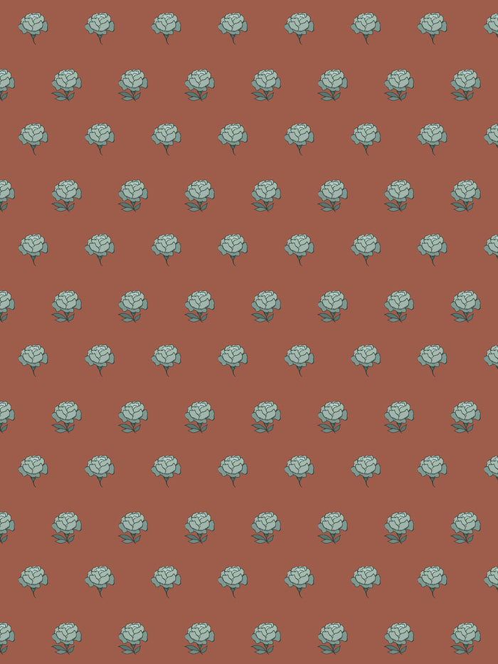 'Peony Party' Wallpaper by Wallshoppe - Sun Baked Lagoon