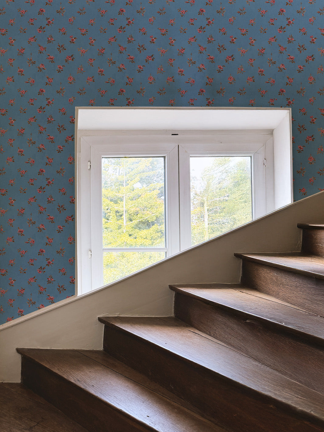 'Petit Rosebud' Wallpaper by Clare V. - Azure Rose