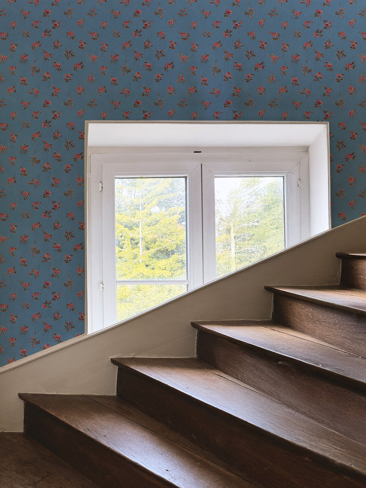 'Petit Rosebud' Wallpaper by Clare V. - Azure Rose