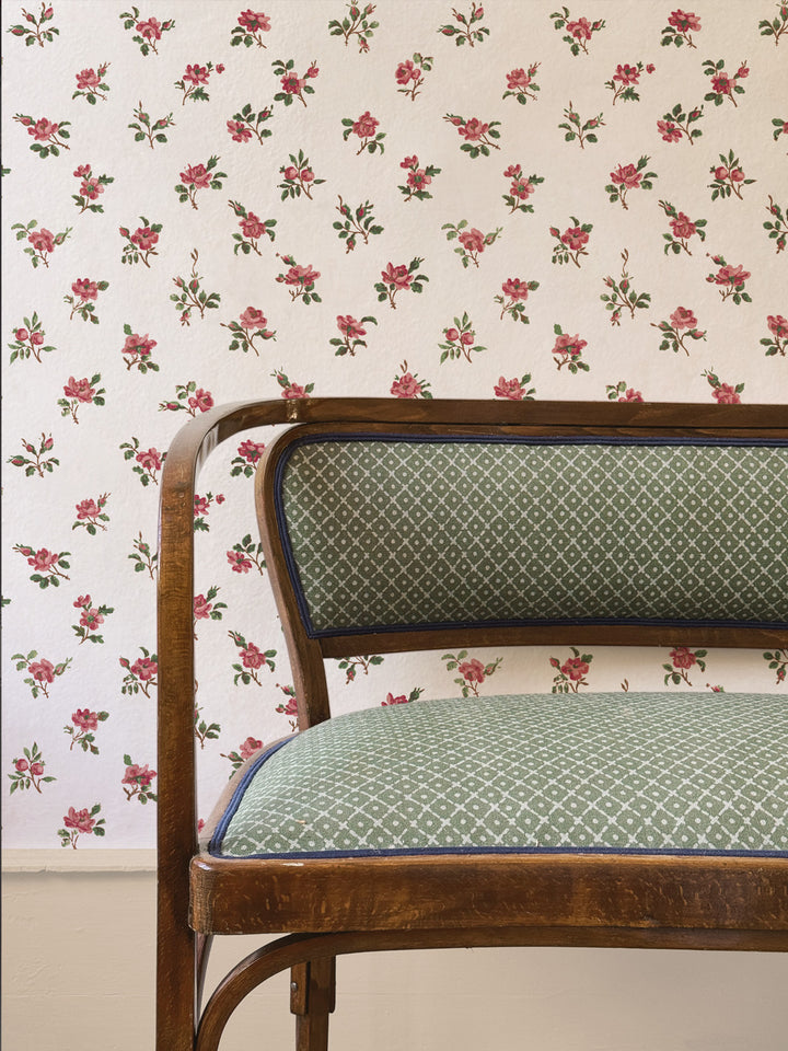 'Petit Rosebud' Wallpaper by Clare V. - Rouge Green