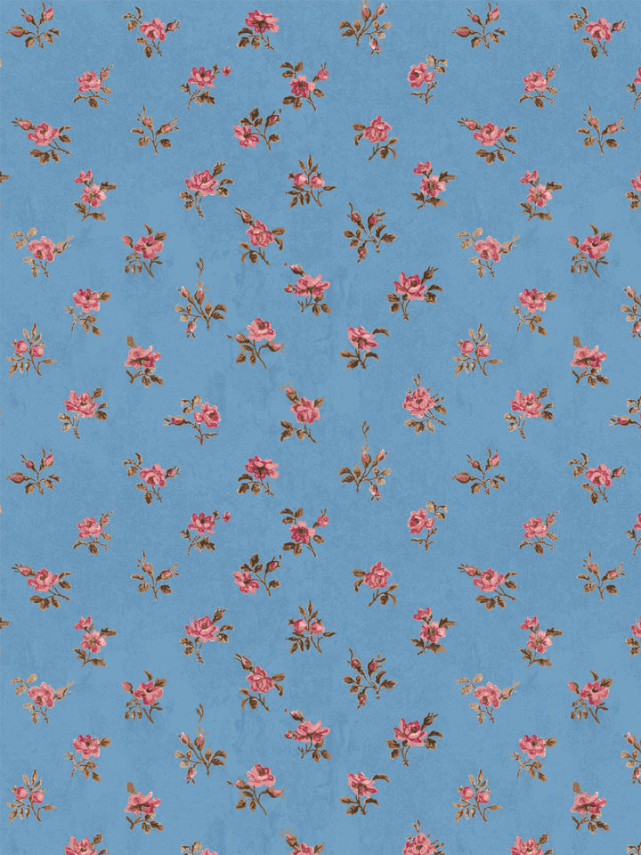 'Petit Rosebud' Wallpaper by Clare V. - Azure Rose