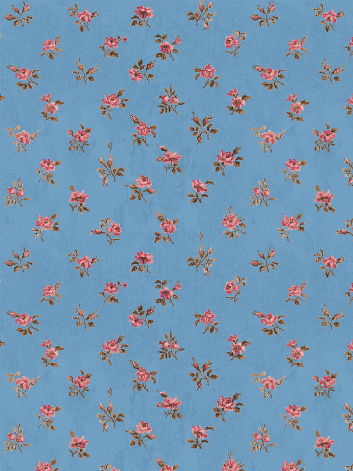 'Petit Rosebud' Wallpaper by Clare V. - Azure Rose