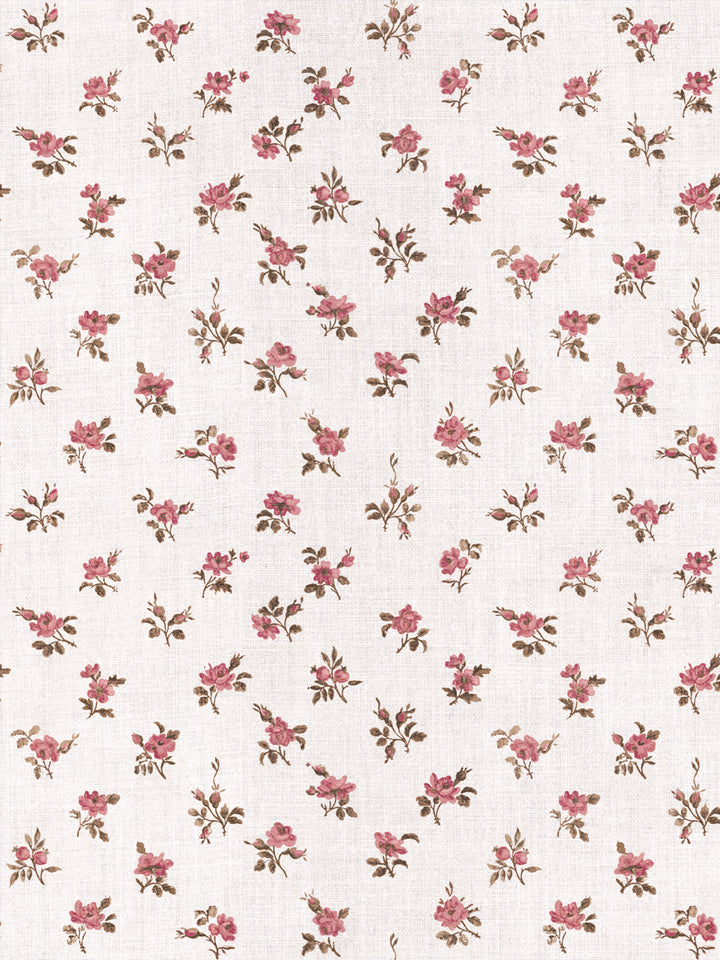 'Petit Rosebud' Linen Fabric by Clare V. - Blush Clay