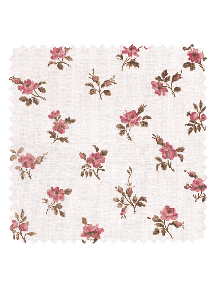 'Petit Rosebud' Linen Fabric by Clare V. - Blush Clay