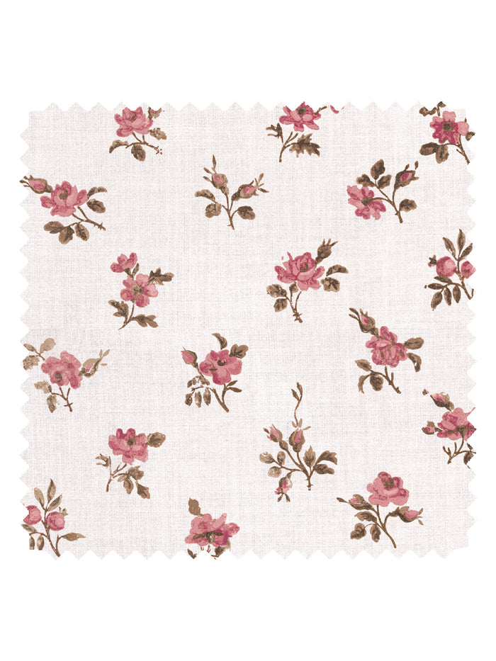 'Petit Rosebud' Linen Fabric by Clare V. - Blush Clay