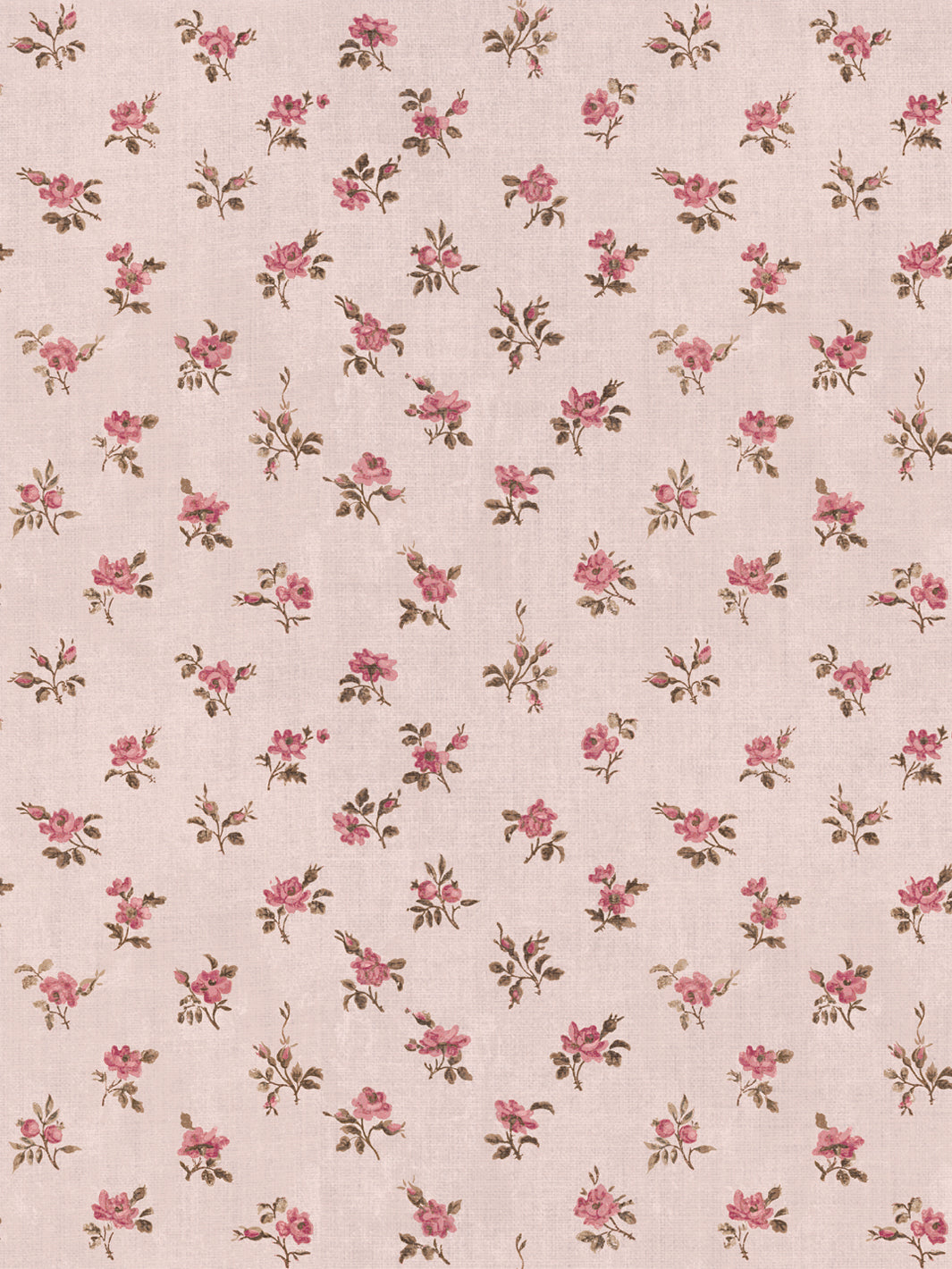 'Petit Rosebud' Linen Fabric by Clare V. - Petal Pink