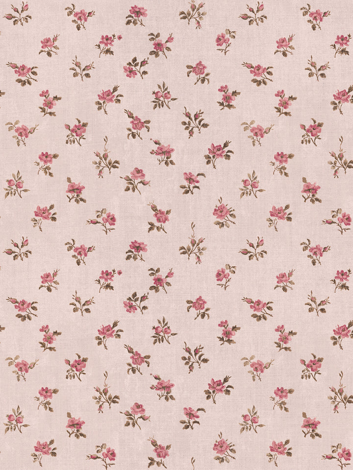 'Petit Rosebud' Linen Fabric by Clare V. - Petal Pink