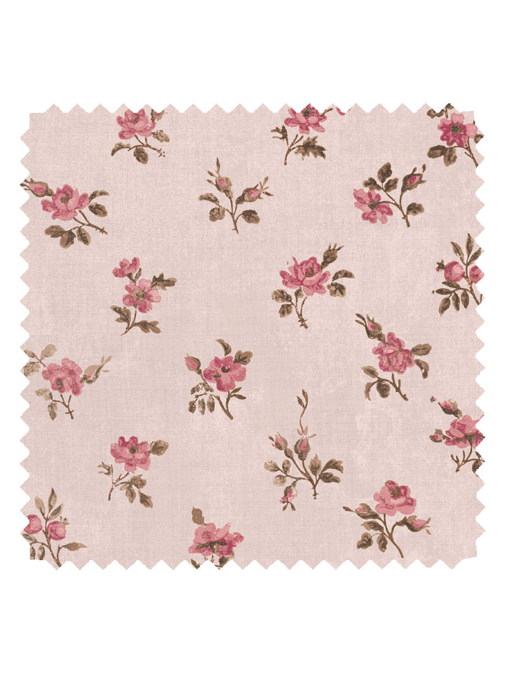 'Petit Rosebud' Linen Fabric by Clare V. - Petal Pink