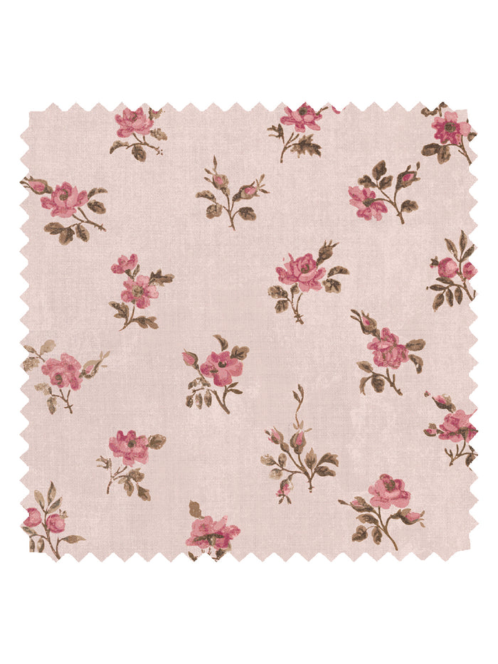 'Petit Rosebud' Linen Fabric by Clare V. - Petal Pink