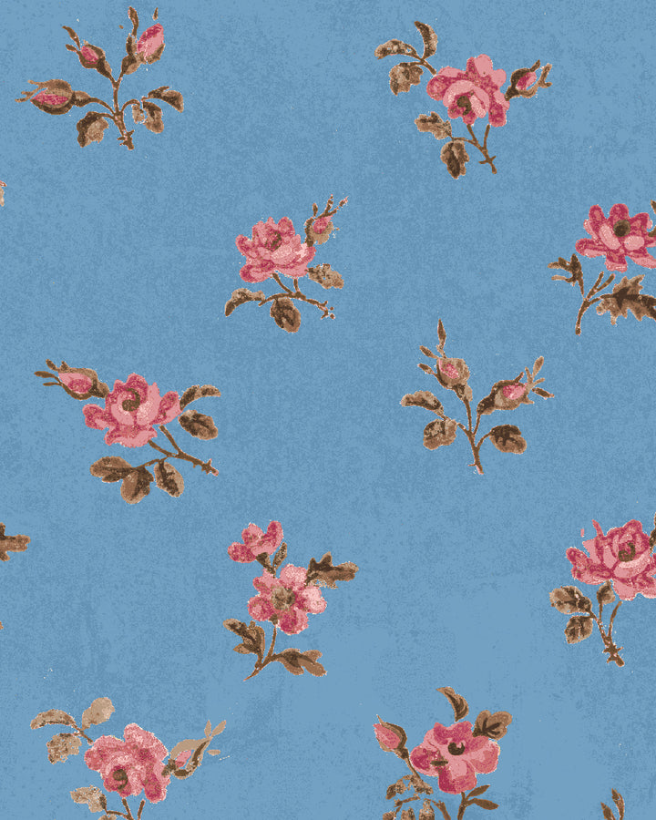 'Petit Rosebud' Wallpaper by Clare V. - Azure Rose