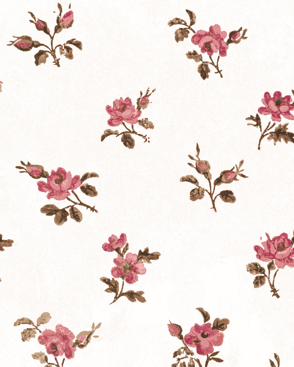 'Petit Rosebud' Wallpaper by Clare V. - Blush Clay