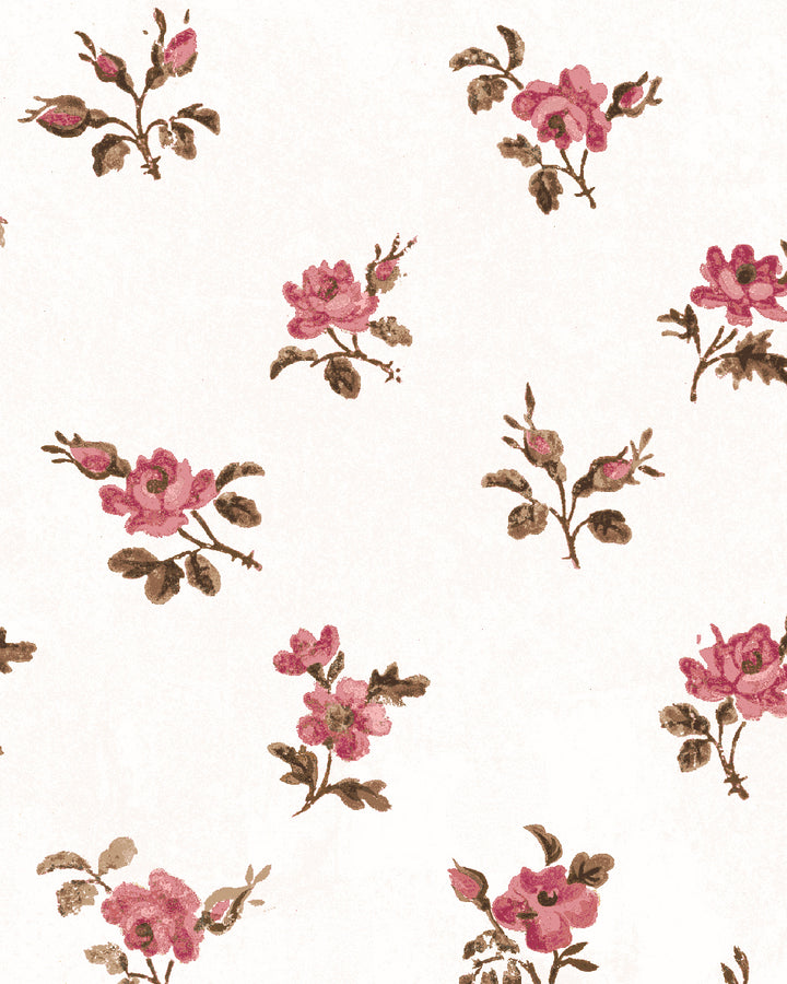 'Petit Rosebud' Wallpaper by Clare V. - Blush Clay