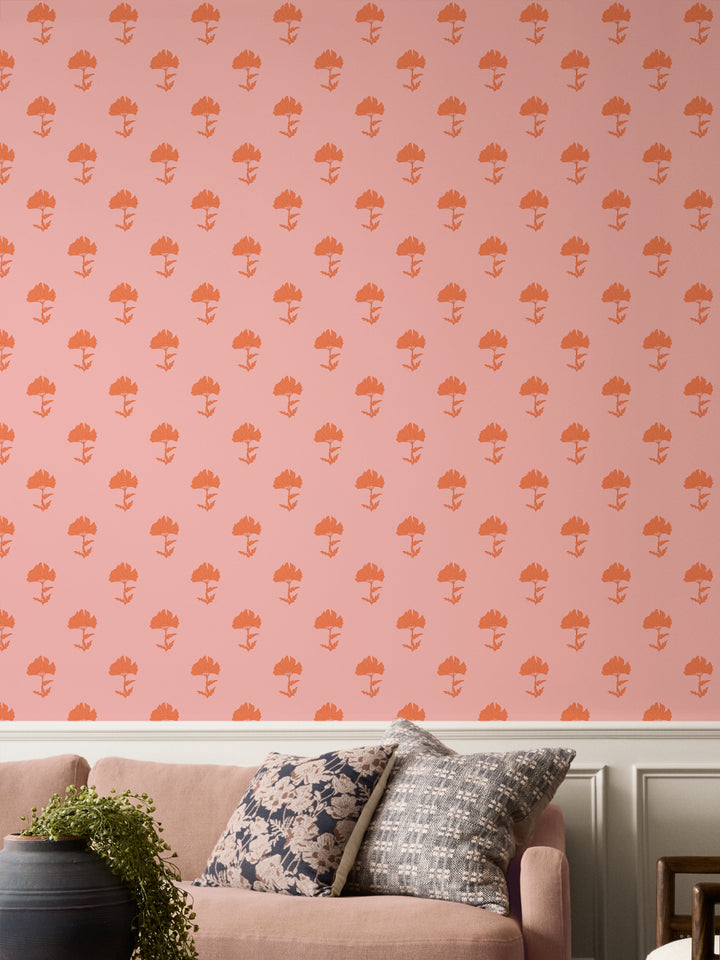 'Petticoat' Wallpaper by Wallshoppe - Flamingo Pink - Room Shot