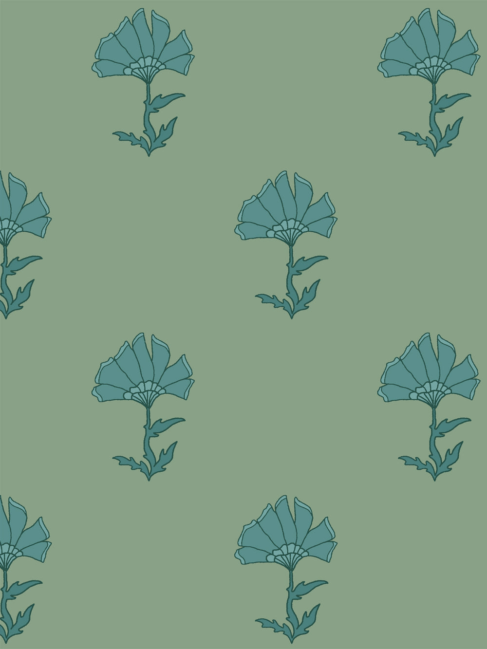 'Petticoat' Wallpaper by Wallshoppe - Mossy Teal - Design