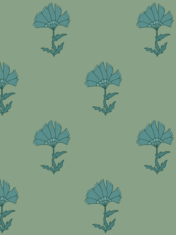 'Petticoat' Wallpaper by Wallshoppe - Mossy Teal - Design