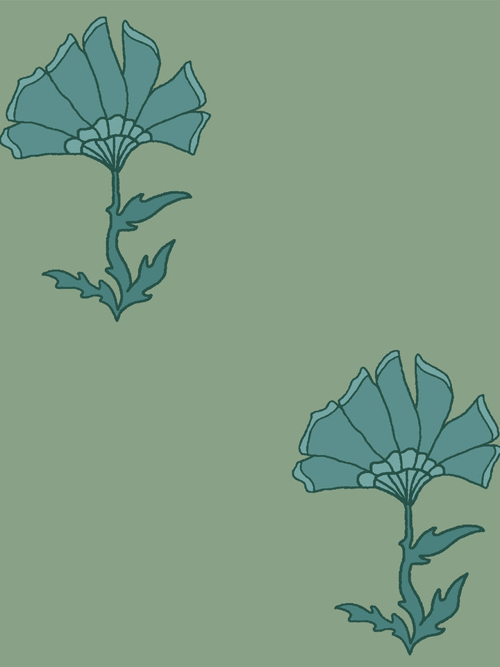 'Petticoat' Wallpaper by Wallshoppe - Mossy Teal - Detail