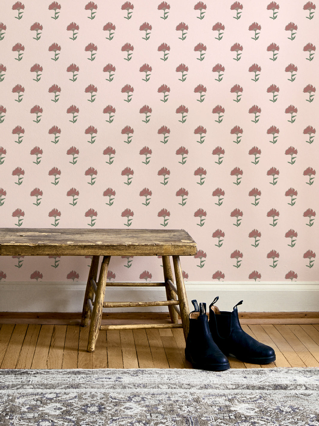 'Petticoat' Wallpaper by Wallshoppe - Pastel Moss - Room Shot