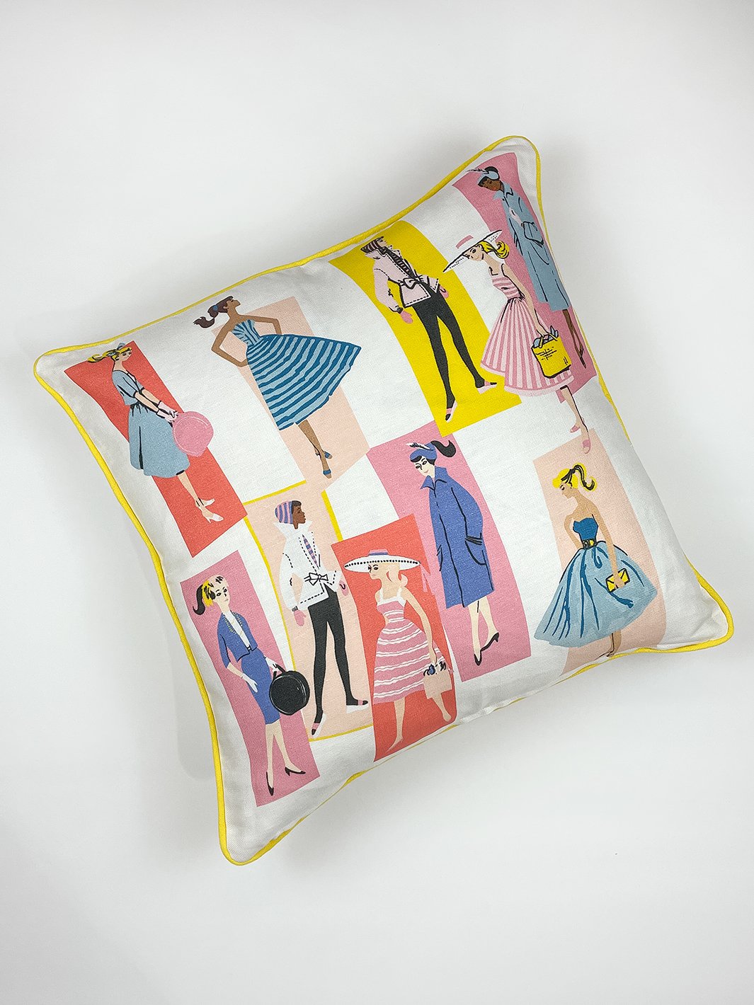 Mod Shapes Throw Pillow by Barbie Daffodil Persimmon