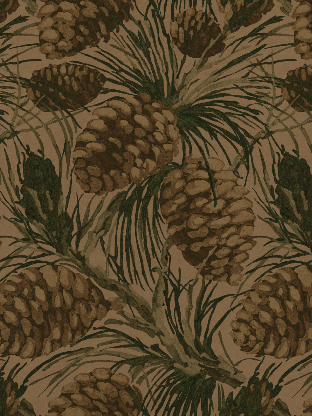 'Pinecones' Kraft Wallpaper by Nathan Turner - Cream