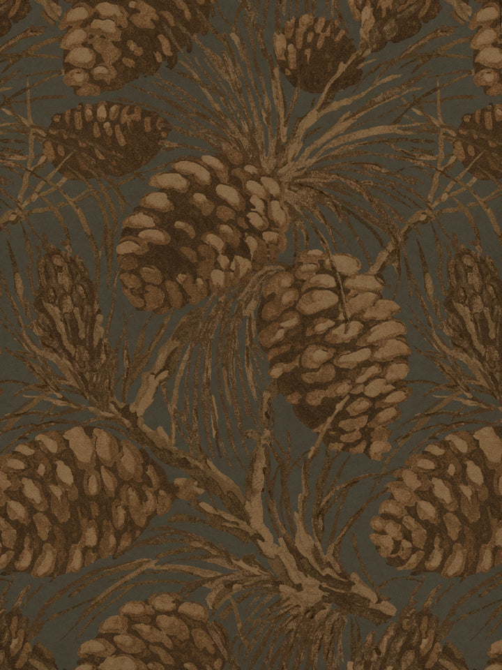 pinecones kraft wallpaper by nathan turner taupe on cloud