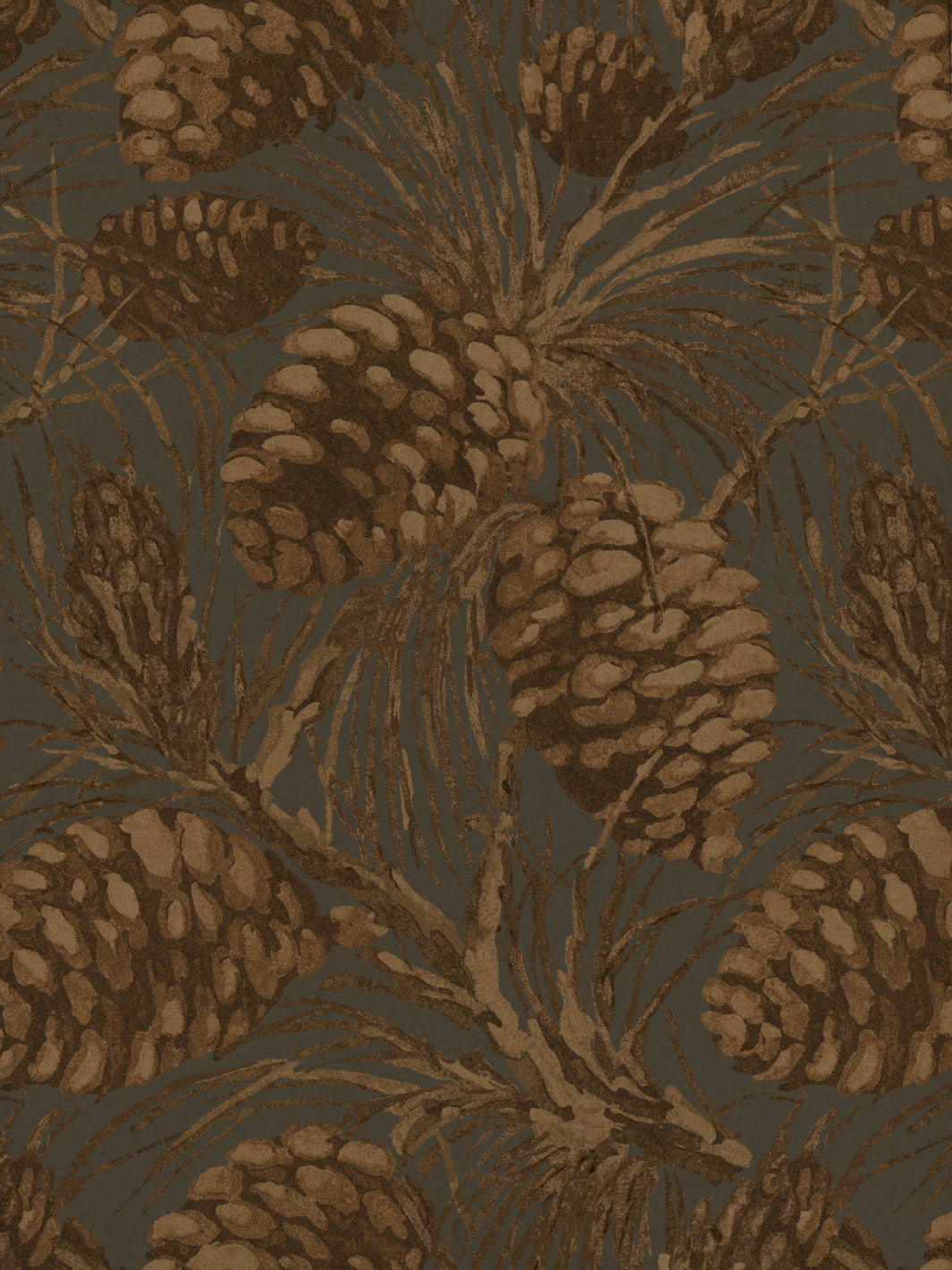 'Pinecones' Kraft Wallpaper by Nathan Turner - Taupe on Cloud