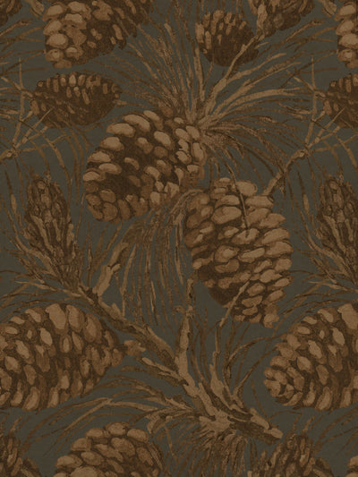 'Pinecones' Kraft Wallpaper by Nathan Turner - Taupe on Cloud