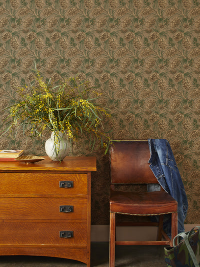 pinecones kraft wallpaper by nathan turner taupe