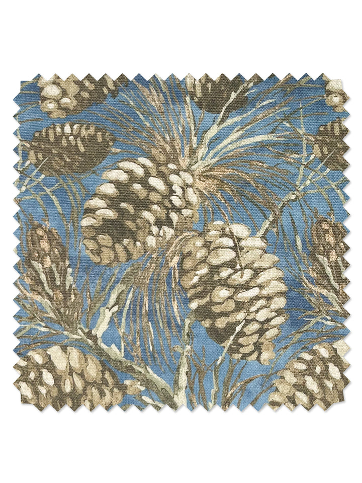 pinecones linen fabric by nathan turner blue