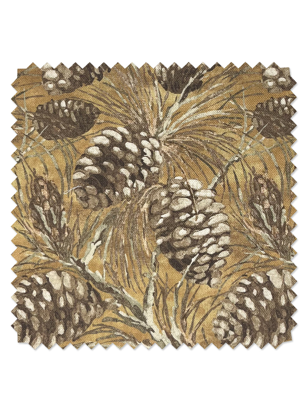 pinecones linen fabric by nathan turner gold