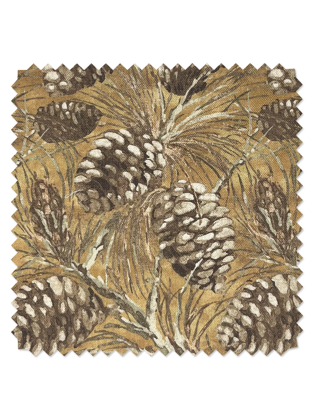 pinecones linen fabric by nathan turner gold